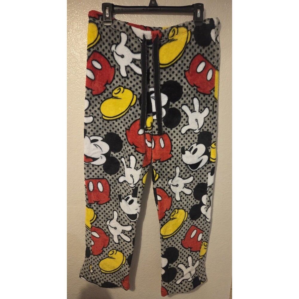 DISNEY Women's M Fleece Mickey Mouse Sleepwear Lounge Pants PJ's Drawstring